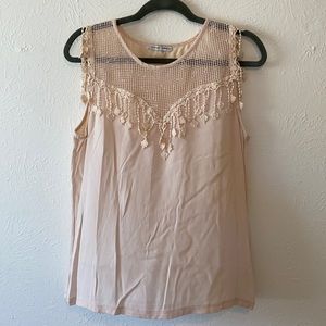 Zara pale pink sleeveless top w/ crocheted detail